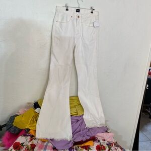 EDWIN New 26 Full Length Flare Jeans Cutoff Hem 32” Inseam Frayed Bright White